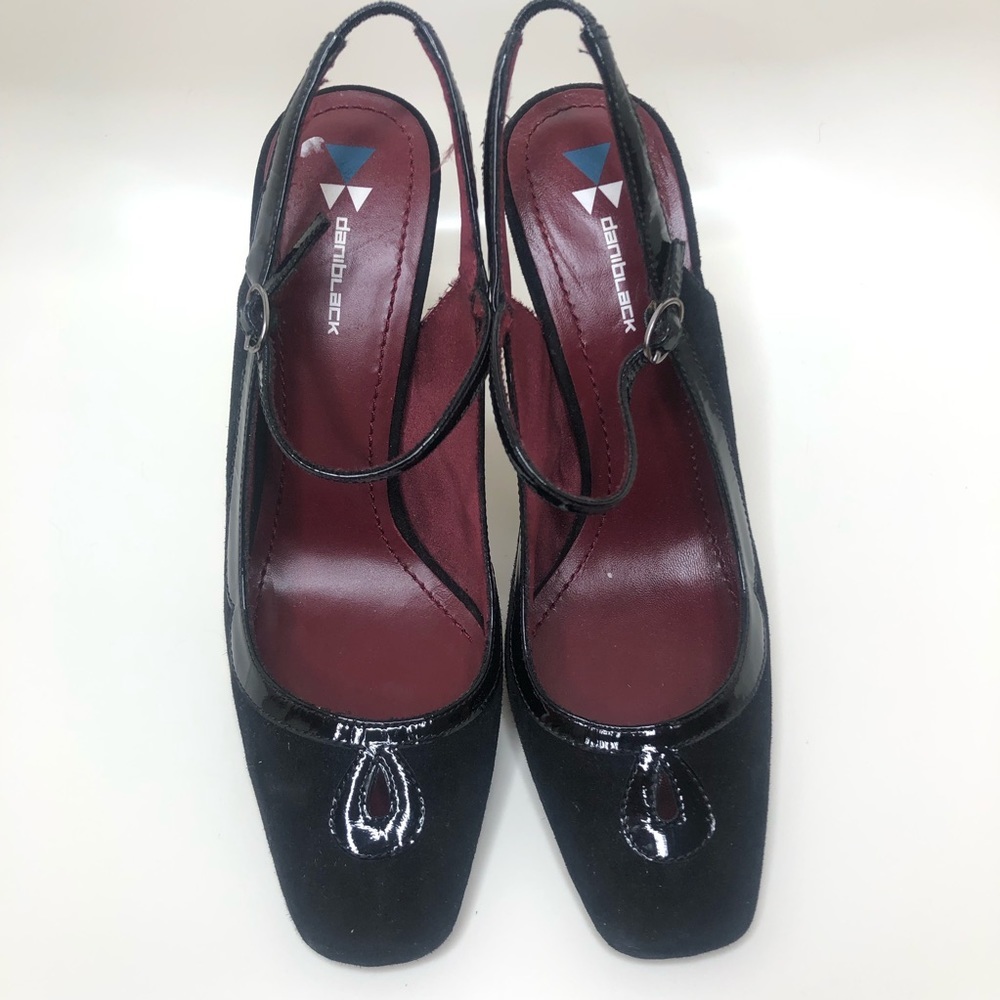 Anthropologie Daniblack‎ Black Suede Slingback 7.5